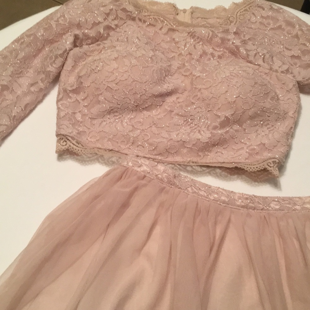 Formal Wear -Beige 2 Piece Dress-